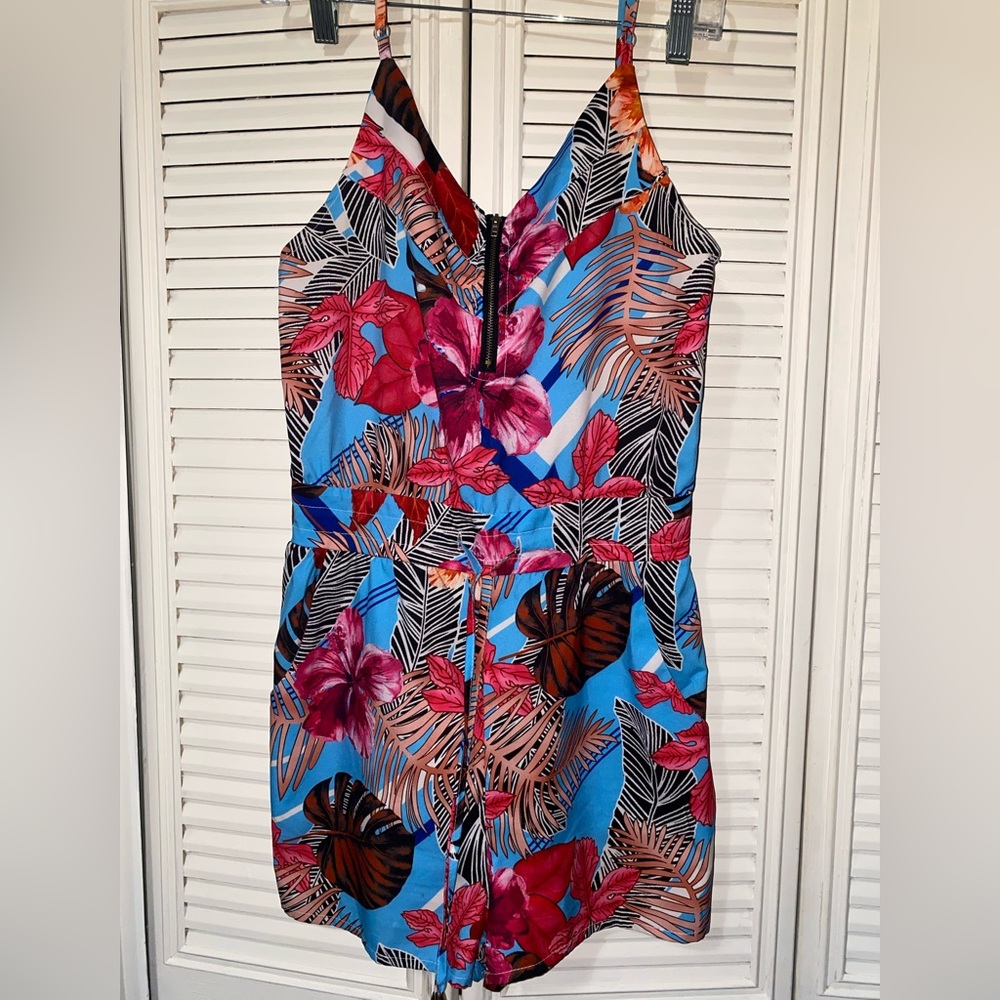CBR Blue and Pink Floral Jumpsuit